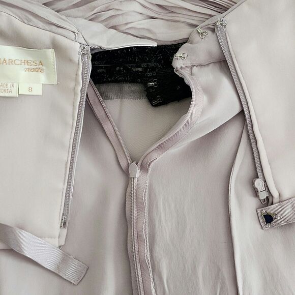 Marchesa Notte Womens Strapless Evening Dress Mauve Chiffon Asymmetric **FLAWS** - Picture 10 of 16